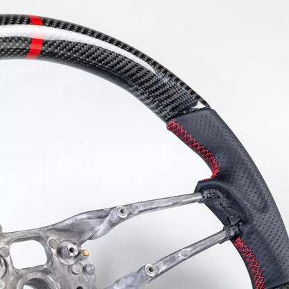 Steering Wheel Carbon Leather Red for Porsche 911 718 Boxster Cayman Macan (2016-2023)