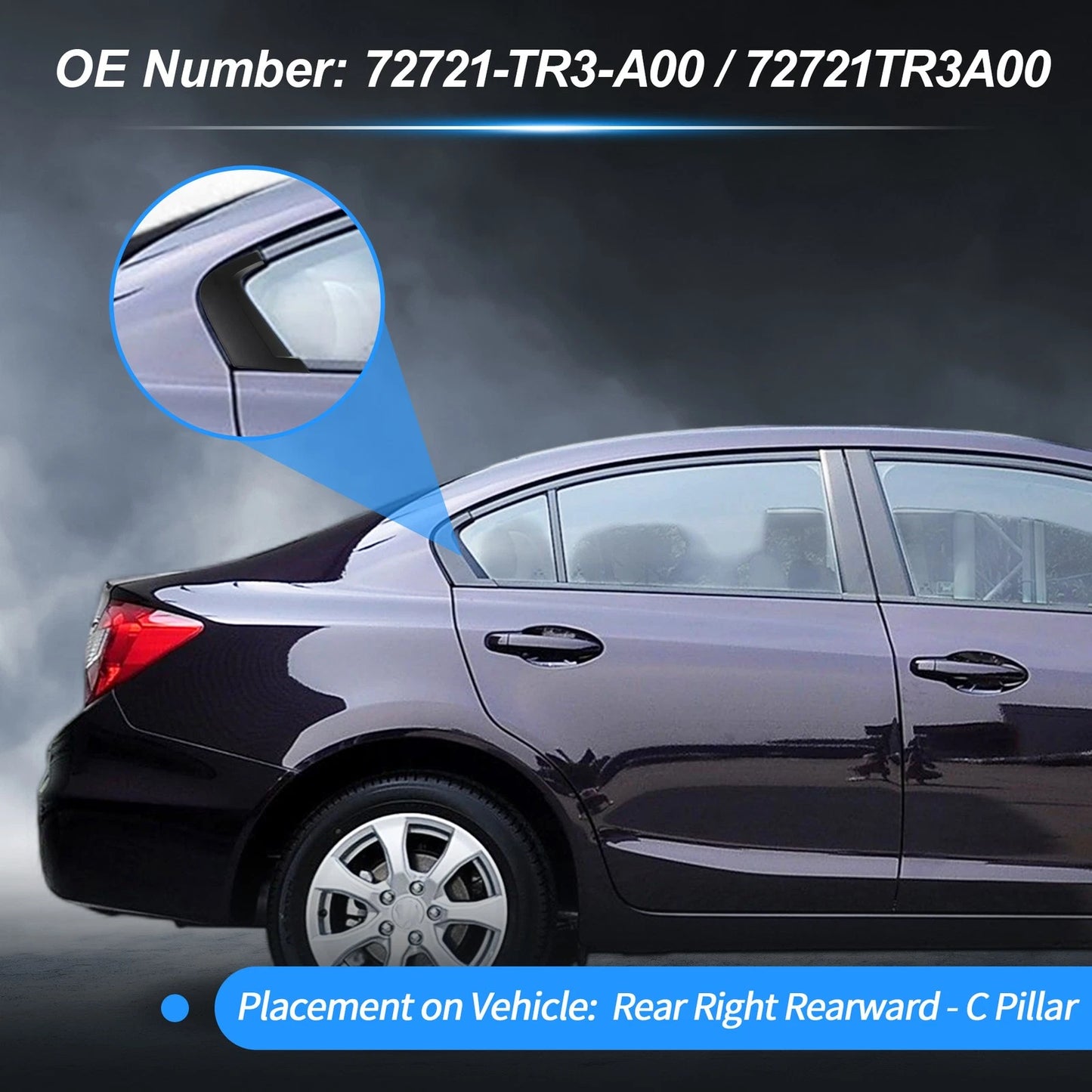 Rear Right C Pillar Window Cover Trim for Honda Civic (2012-2015)