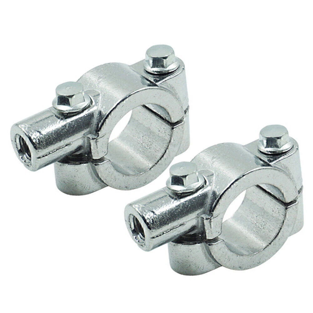 25MM M8 Motorcycle Silver Handlebar Mirror Mount Clamp Adaptor