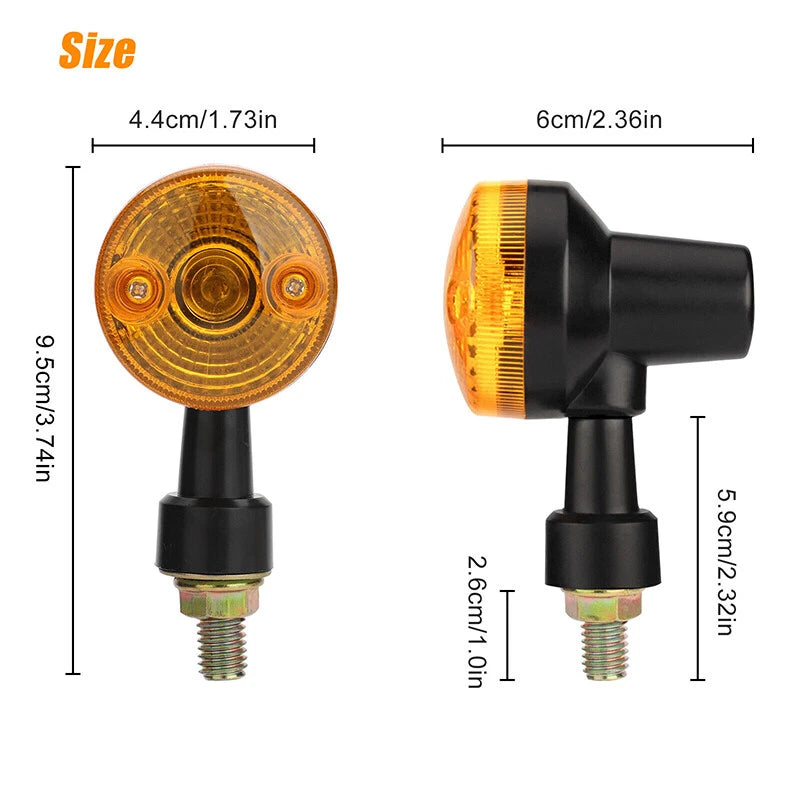 2 x LED Motorcycle Turn Signal Indicators Amber Blinker Lights for Universal Mini