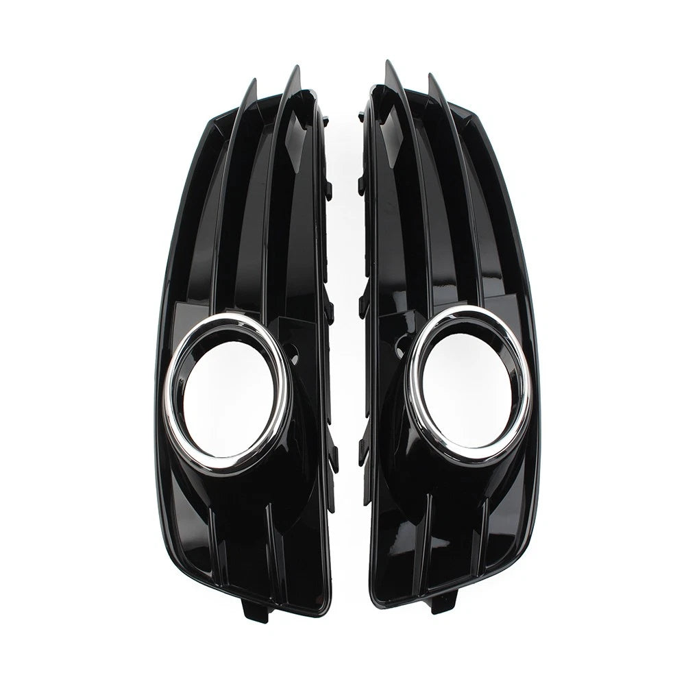 Front Bumper Fog Light Grille Covers with Chrome Ring for Audi A3 (09-12)