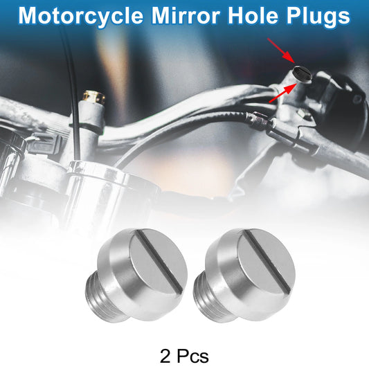 Mirror Hole Plug M10x1.25 Right-Hand Screws Silver Tone for Motorcycle