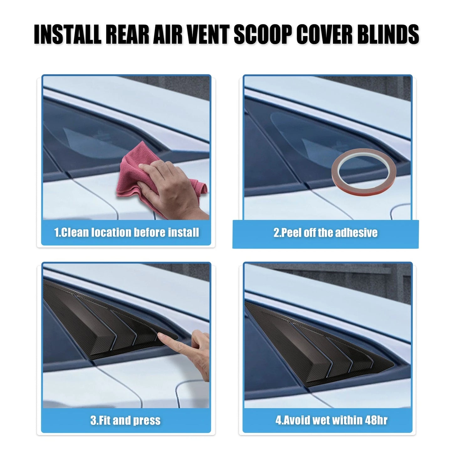 1 Pair Rear Side Window Louvers Vent Shades for Tesla Model 3 (2017-2022)