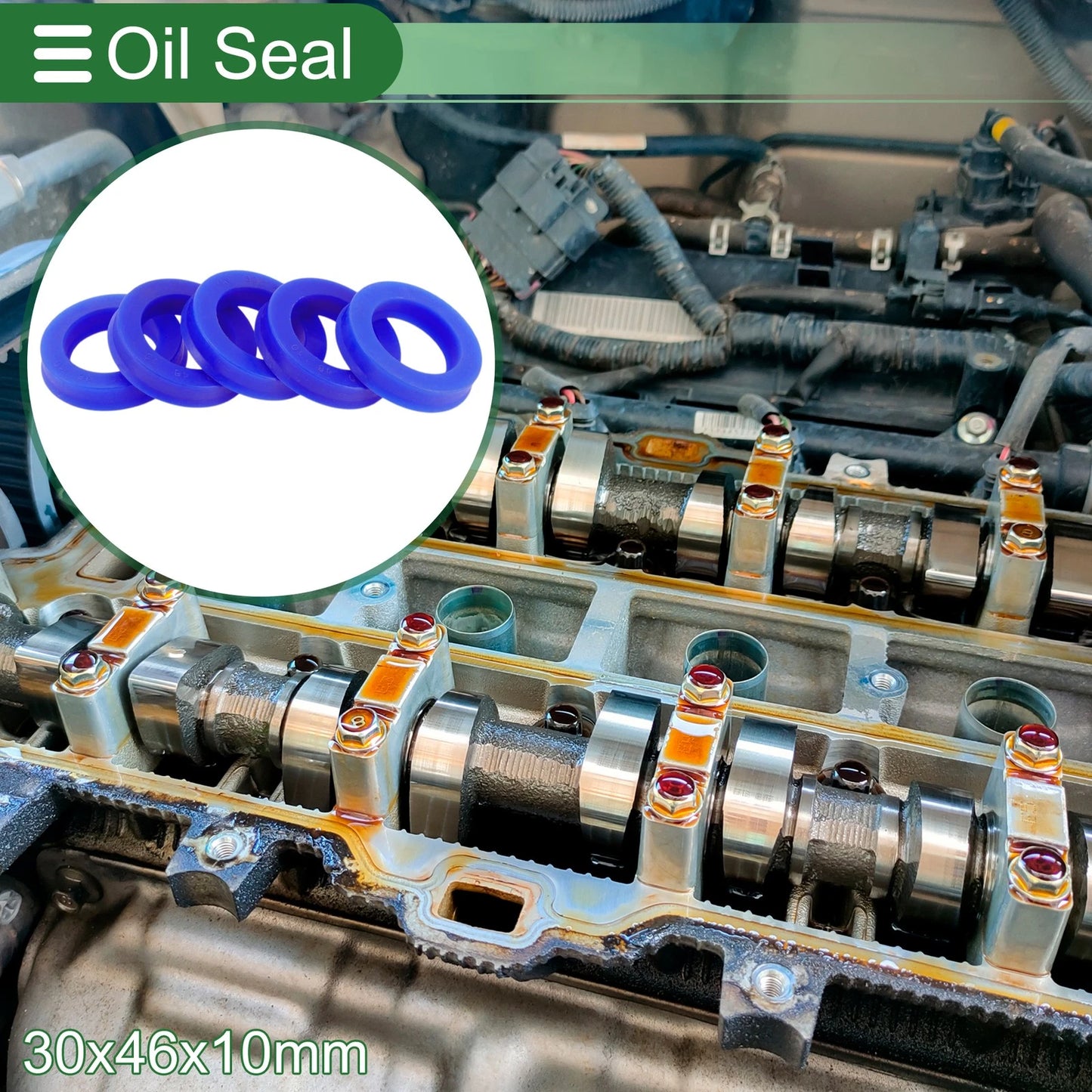 Oil Seal 30x46x10mm TPU Rotary Shaft Seal High Pressure Blue 5 Pcs