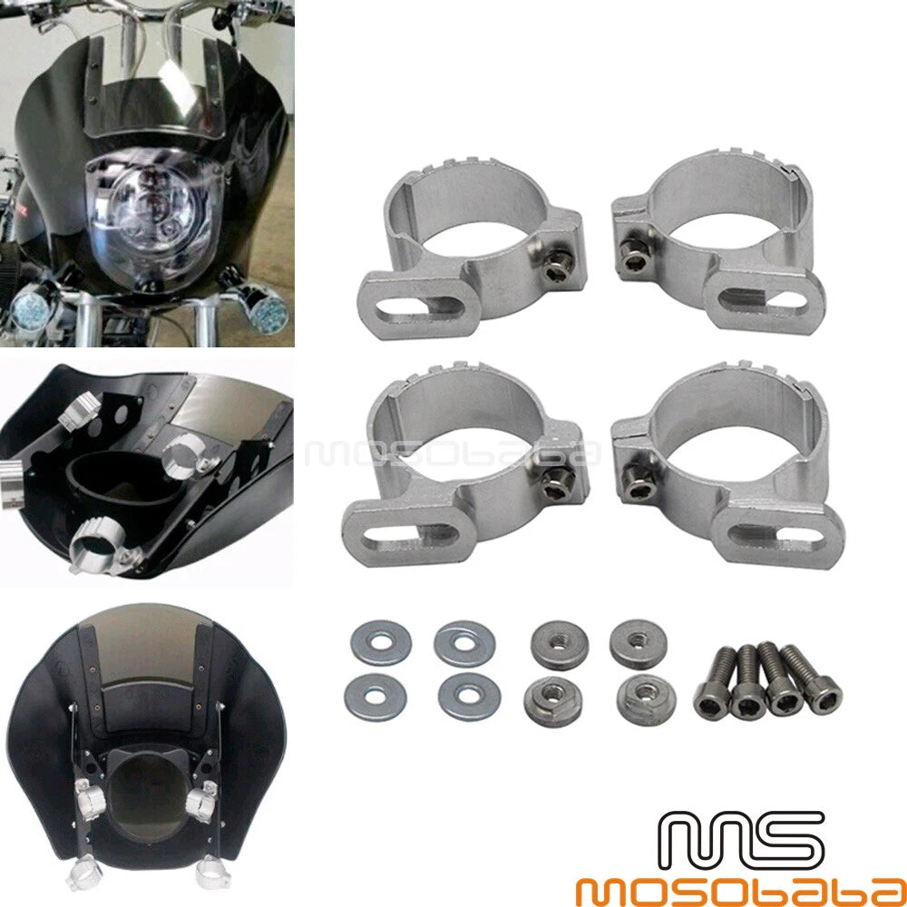 Motorcycle Quarter Headlight Fairing 35-45mm Fork Mount Clamps for Harley Dyna (2006-2023)