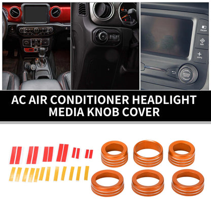 AC Headlight Media Switch Knob Cover Ring  for Jeep Wrangler (2018-2023)