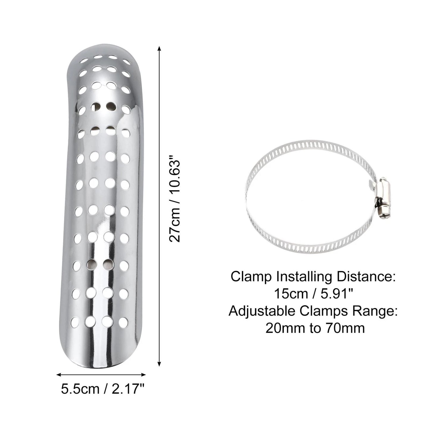 Exhaust Heat Pipe Shield Curved with Hole Silver Tone for Harley