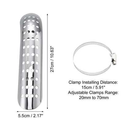Exhaust Heat Pipe Shield Curved with Hole Silver Tone for Harley