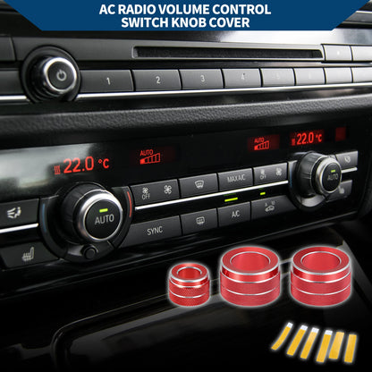 AC Radio Volume Control Knob Cover Ring for BMW F10 (2011-2016) - 3 Pcs