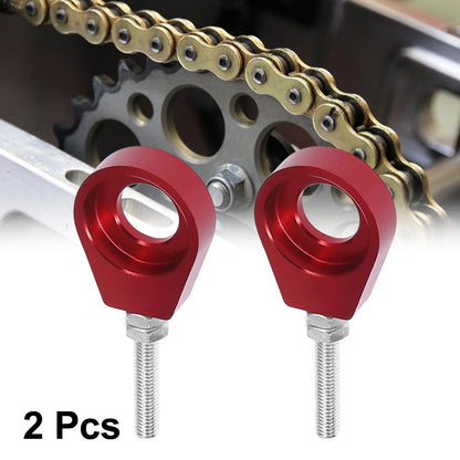 2 x 15mm Red Motorcycle Chain Axle Adjuster Tensioner Replacement for Bike