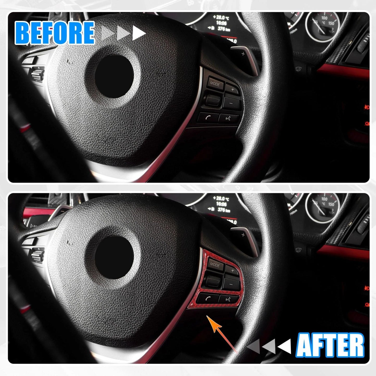Steering Wheel Cover Trim Sticker for BMW 3 Series GT F30 (2014-2019)