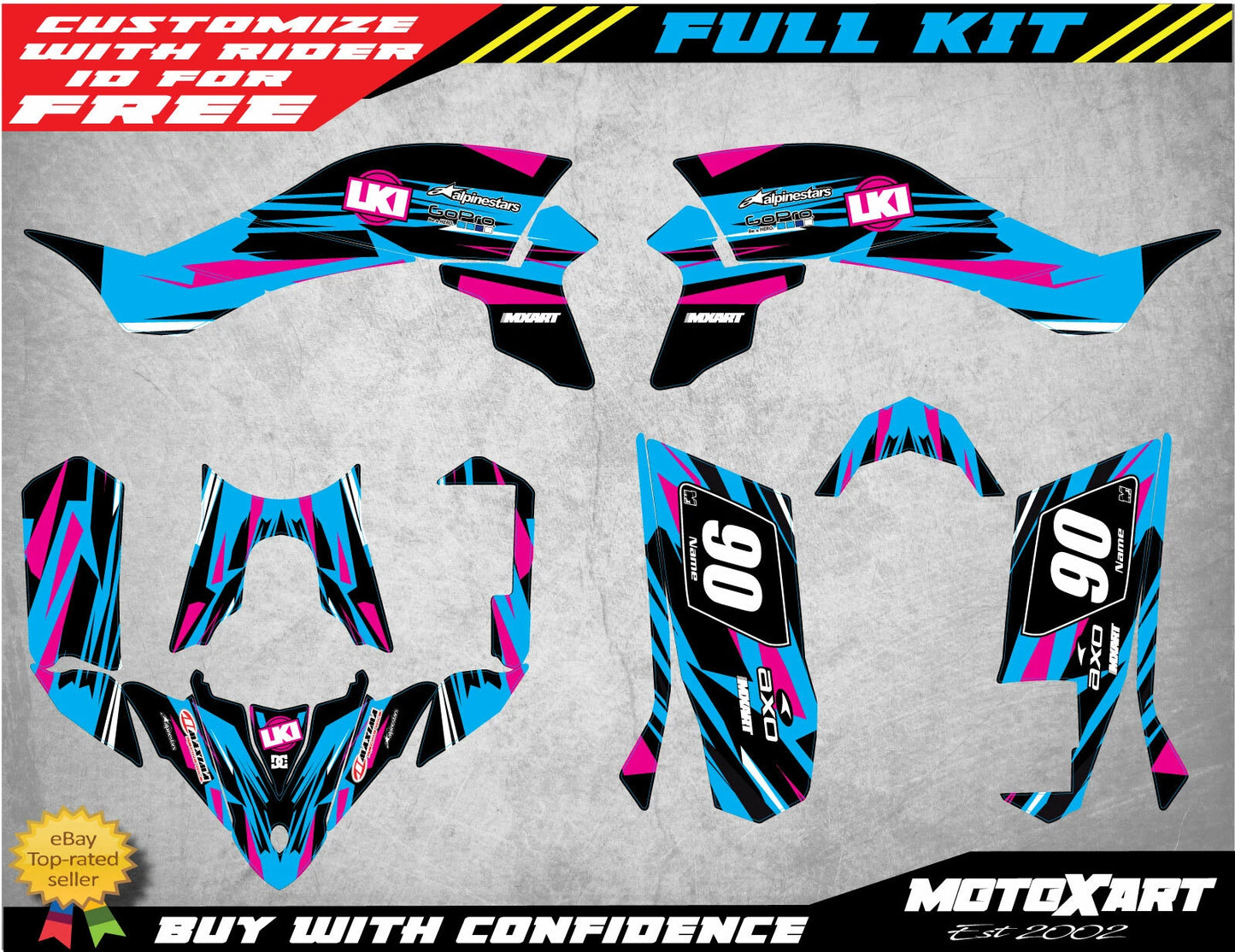 YFZ 50 Graphics Decals - Duke Style Sticker Kit for YFZ50 (2004-2023)