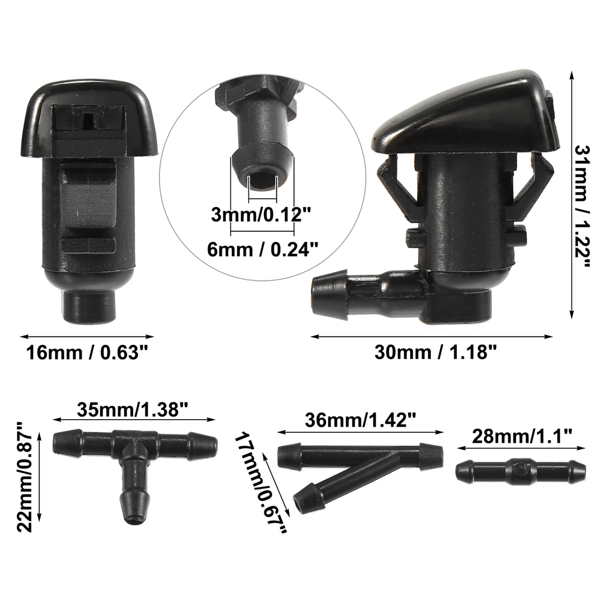 2 x Windshield Washer Nozzles & 2.5m Hose Kit for Jeep Grand Cherokee (2011-2023)