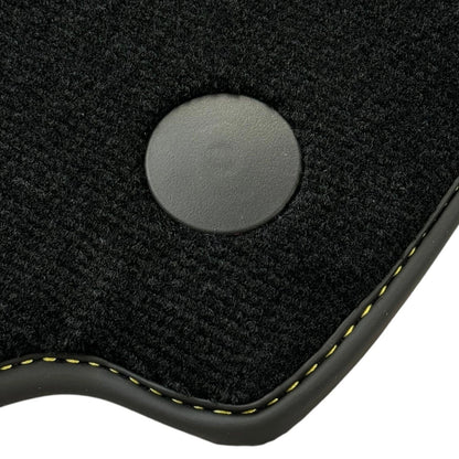Black Floor Mats for Ferrari 488 GTB (2015-2020) - AutoWin Brand, Yellow Leather