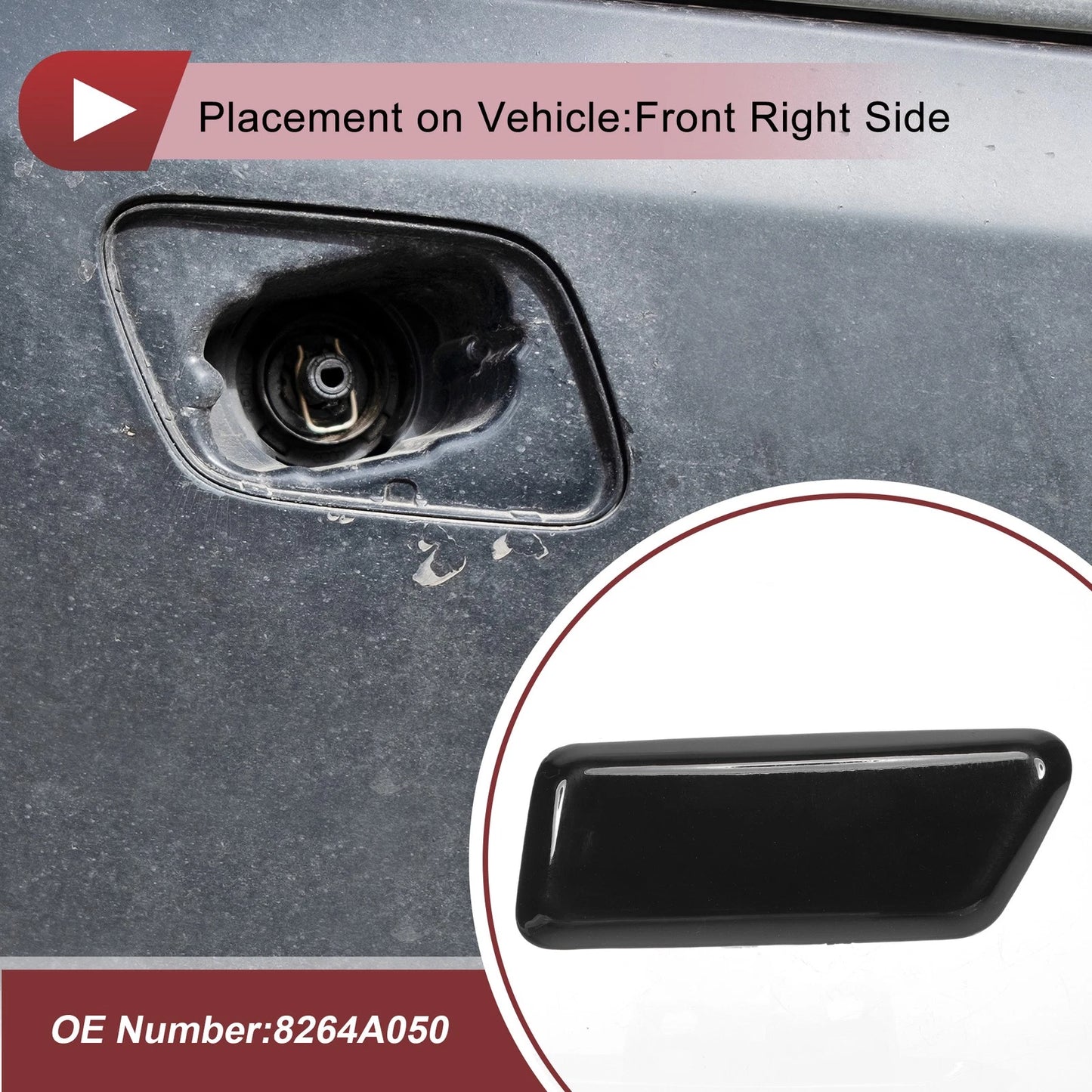 Washer Nozzle Cover Cap for Mitsubishi Outlander 2006-2018 Black