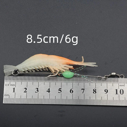 Luminous Shrimp Lure Hook Swivels for Boat Fishing, Reverse Swimming Action
