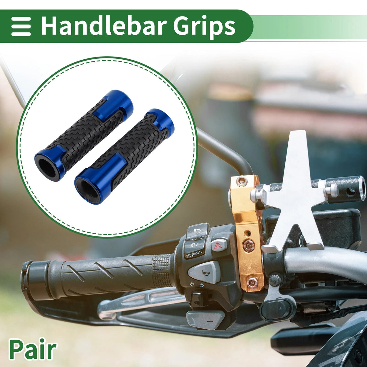 0.87x0.94 Hand Grips Cover Blue Non Slip for Motorcycle Universal