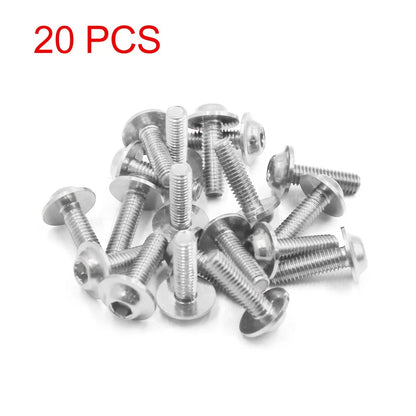 20PCS / M6 x 20mm / Silver License Plates Fairing Bolts Screws for Motorcycle
