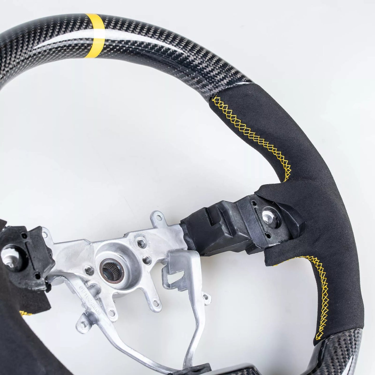 Flat Bottom Carbon Suede Yellow Steering Wheel for Subaru Impreza WRX/STI (2008-2014)