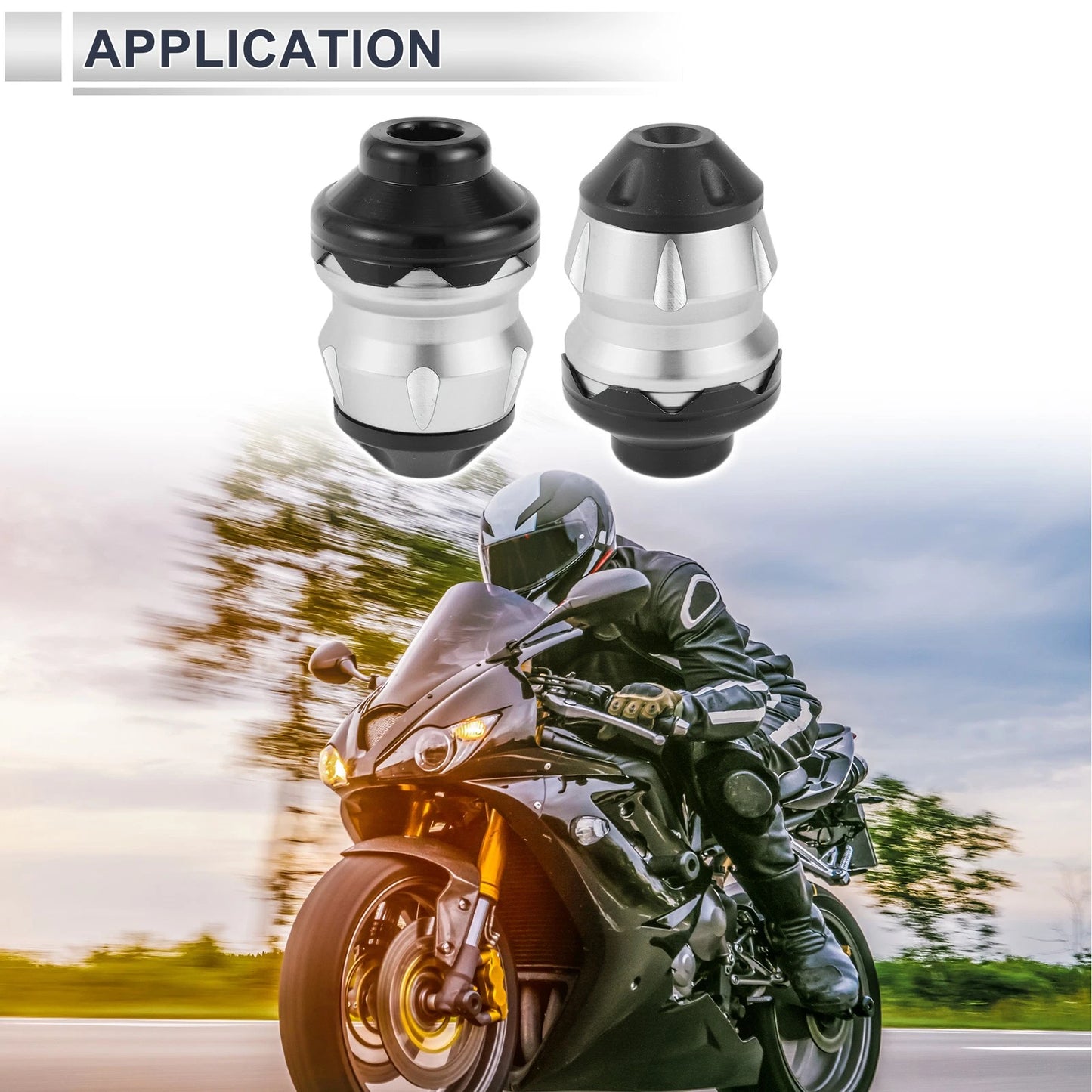 Slider Frame / 15mm / 2 x Aluminum Alloy Plastic Silver Tone for Motorcycle