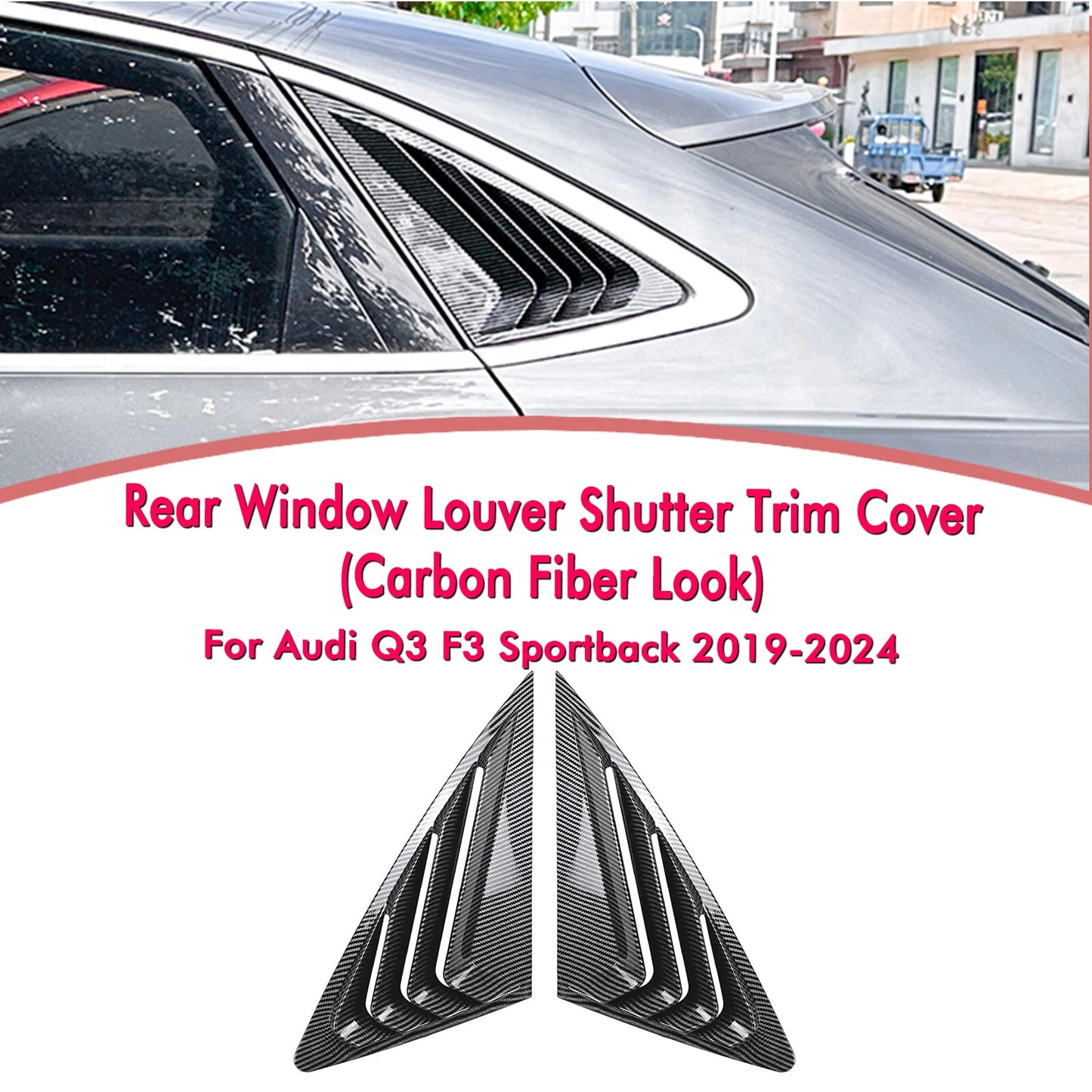 Rear Side Window Louver Trim Covers for Audi Q3 F3 Sportback (2019-2024)