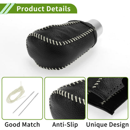 Gear Shift Knob Cover for Honda Civic 2016-2021 Pebbled Black Beige Leather