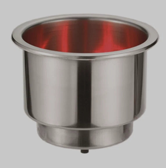 Polished S/S Drink Holder with Red LED for Caravan/Boat/RV