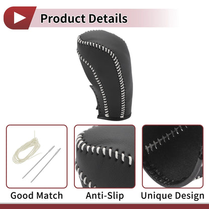 Car Gear Shift Knob Cover for Ford Fiesta (2011-2019) - Black Beige Faux Leather
