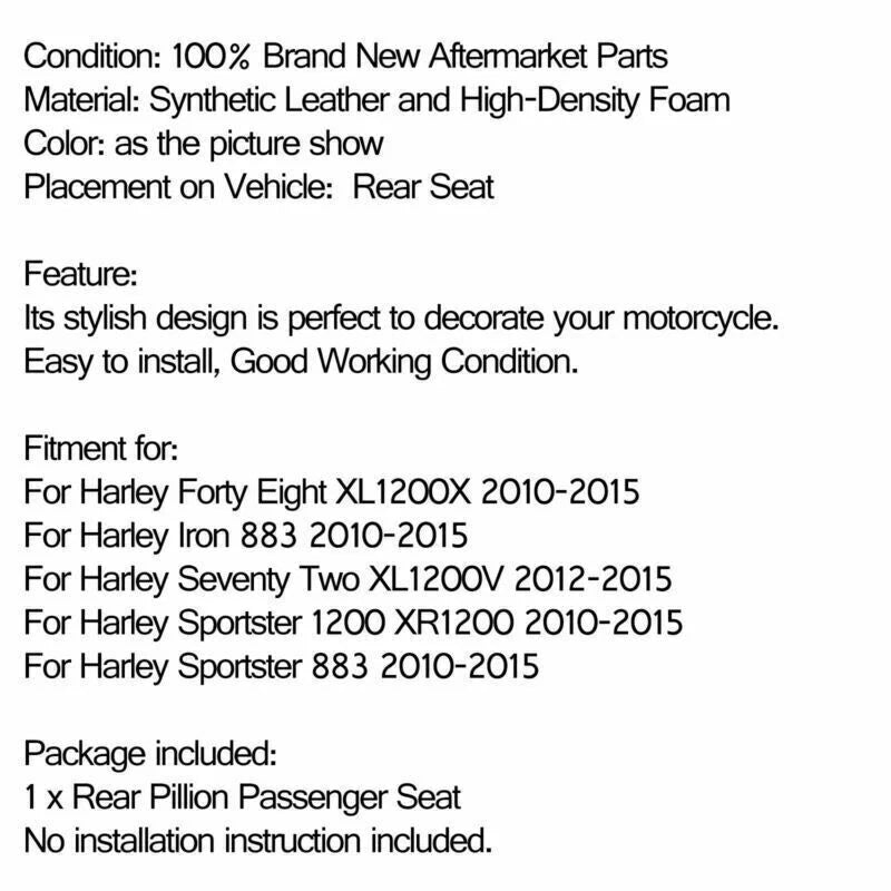 Pillion Seat Pad for Harley X48/72/XL1200 (2004-2023)