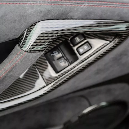 100% Carbon Fiber Interior Door Handle Frame Cover For Nissan GTR R35 2008-2016
