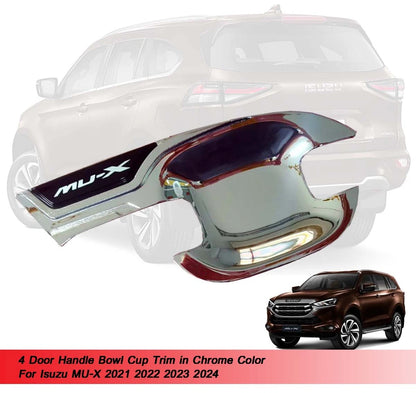 2 x Chrome Door Handle Bowl Covers for Isuzu MU-X (2021-2024)