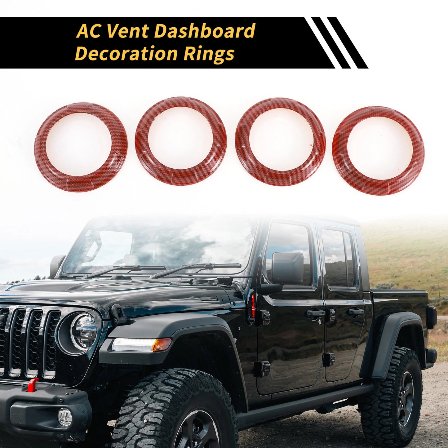 AC Vent Dashboard Decoration Rings for Jeep Wrangler JK JKU (2011-2017) Red