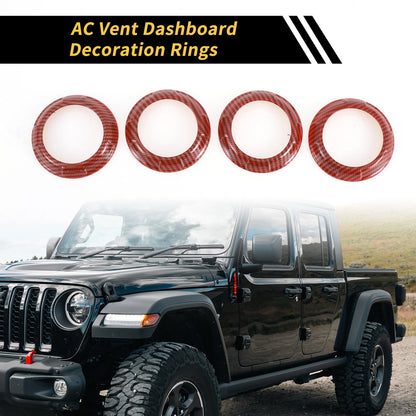 AC Vent Dashboard Decoration Rings for Jeep Wrangler JK JKU (2011-2017) Red