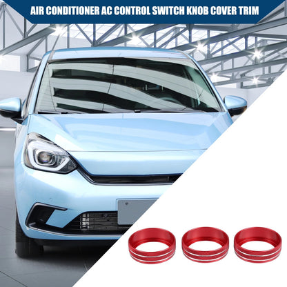 AC Control Switch Knob Cover 3 x for Honda Fit (2020-2023) Red
