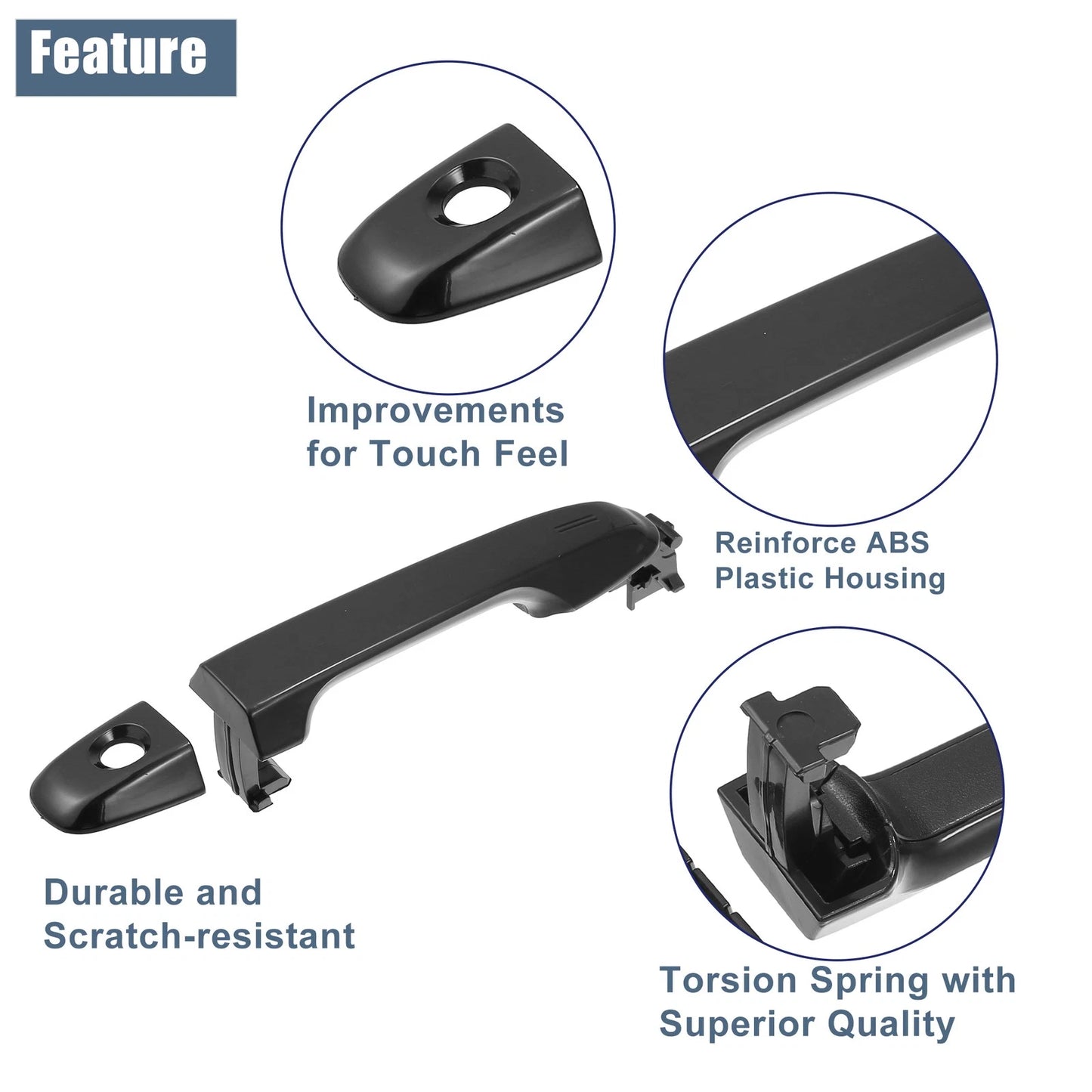 Black Front Left Driver Side Exterior Door Handle for Toyota Camry (2012-2017)