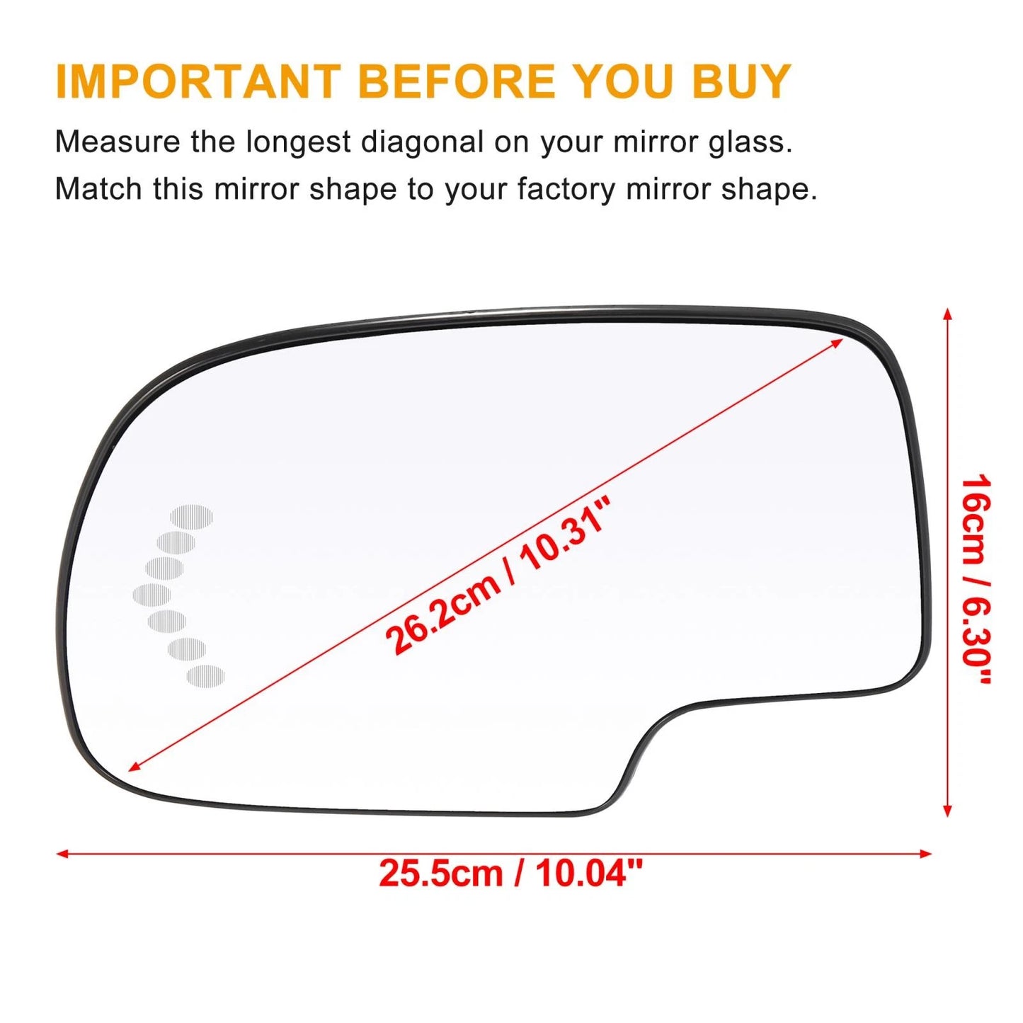 Driver Side Heated Mirror Glass for GMC Yukon (2003 - 2006)