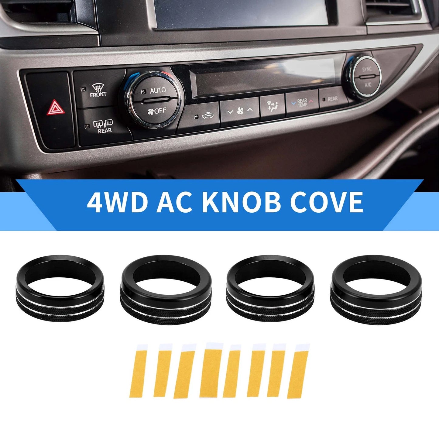 AC Heater 4WD Switch Knob Cover Ring for Toyota Tacoma (2016-2023) 4 Pcs