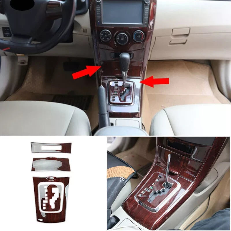 Console Gear Shift Panel Cover / Glossy Wood Grain for Toyota Corolla AT (2009–2013)