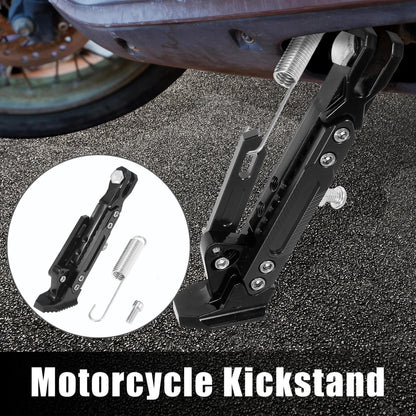 Motorcycle Kickstand Side Support Stand Holder Set CNC Aluminum Alloy Black