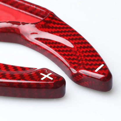 2 x Steering Wheel Shift Paddle Extensions Carbon Fiber Red for Land Rover Evoque (2012-2018)