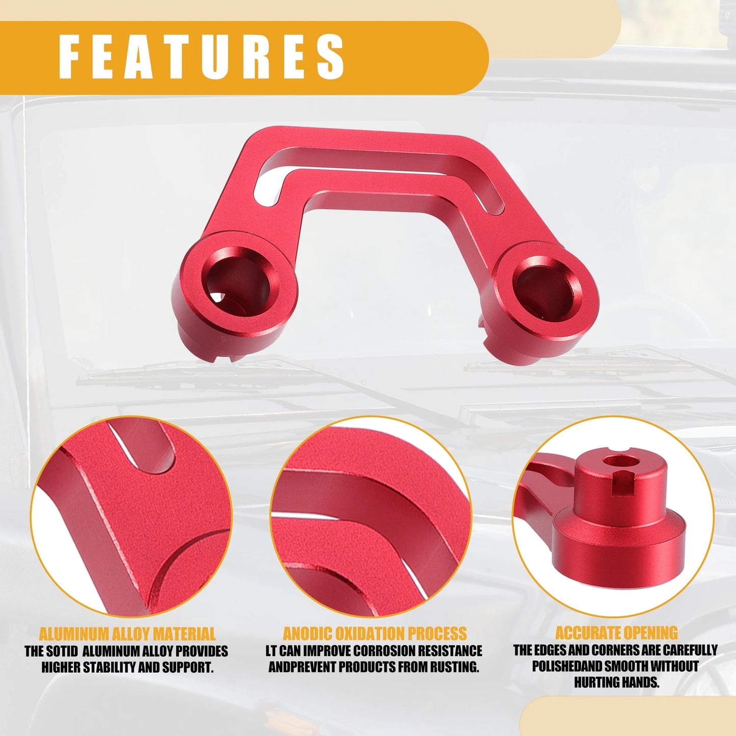 2 x Car Front Light Mounting Holders for Jeep Gladiator JT (2020-2022) Red
