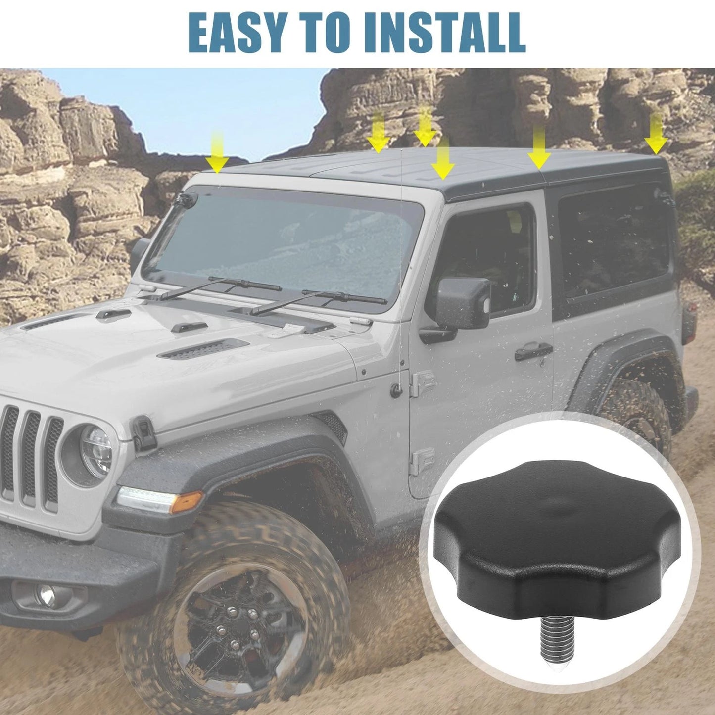 Soft Top Door Surround Knob for Jeep Wrangler JK (2007-2018) Black