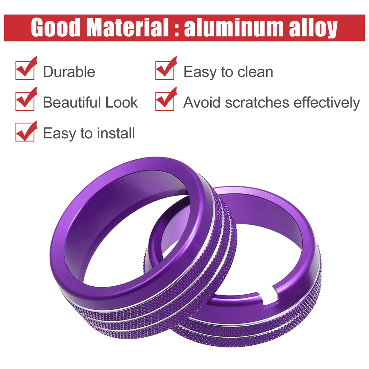 AC Switch Knob Cover Ring Trim for Dodge Ram 1500 (2019-2023) - 4 x Purple