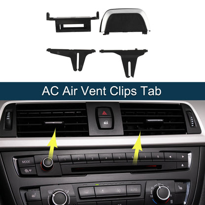 AC Air Vent Clips for BMW Black Silver Tone Left Right Front Center