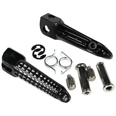 Black/Silver Front Footrest Pegs for Kawasaki ZX6R ZX10R (2003-2013)