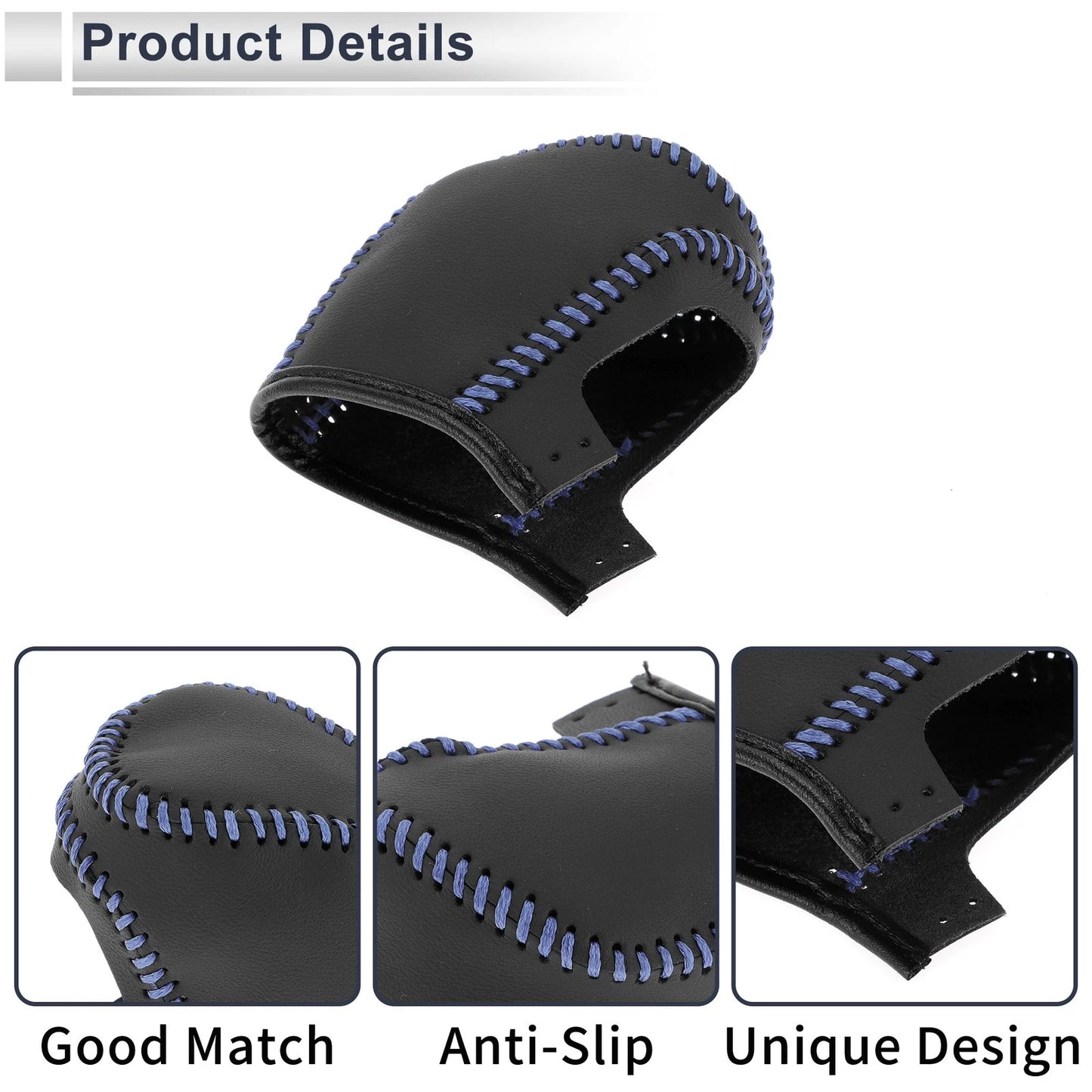 Gear Shift Knob Cover for Toyota Camry 2019-2022 Black Blue Faux Leather