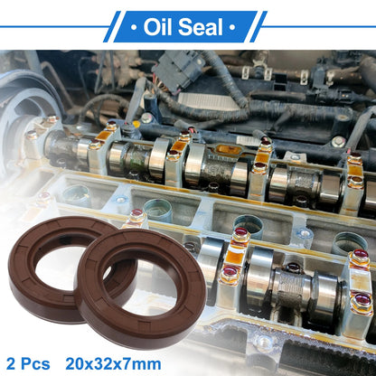 Oil Seal / 20x32x7mm / Rotary Shaft Seal FKM Rubber 2 x Brown for Make Model