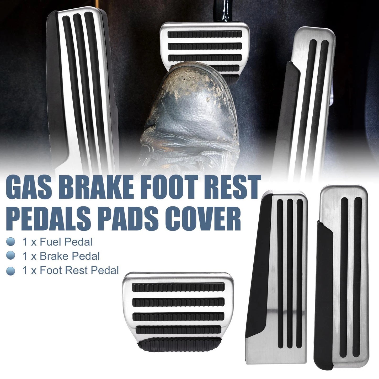 3 x Gas Brake Foot Rest Pedal Pads Cover for Infiniti Q50 Q60 Q70 QX70 G25 G35