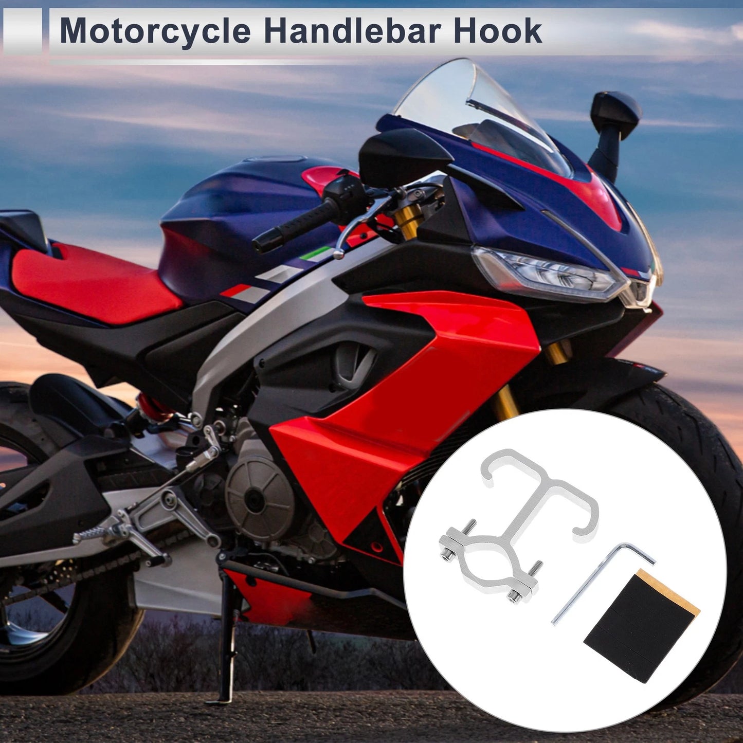 Aluminum Alloy Hanging Hook Hexagon Wrench Gasket 1 Set Silver Tone