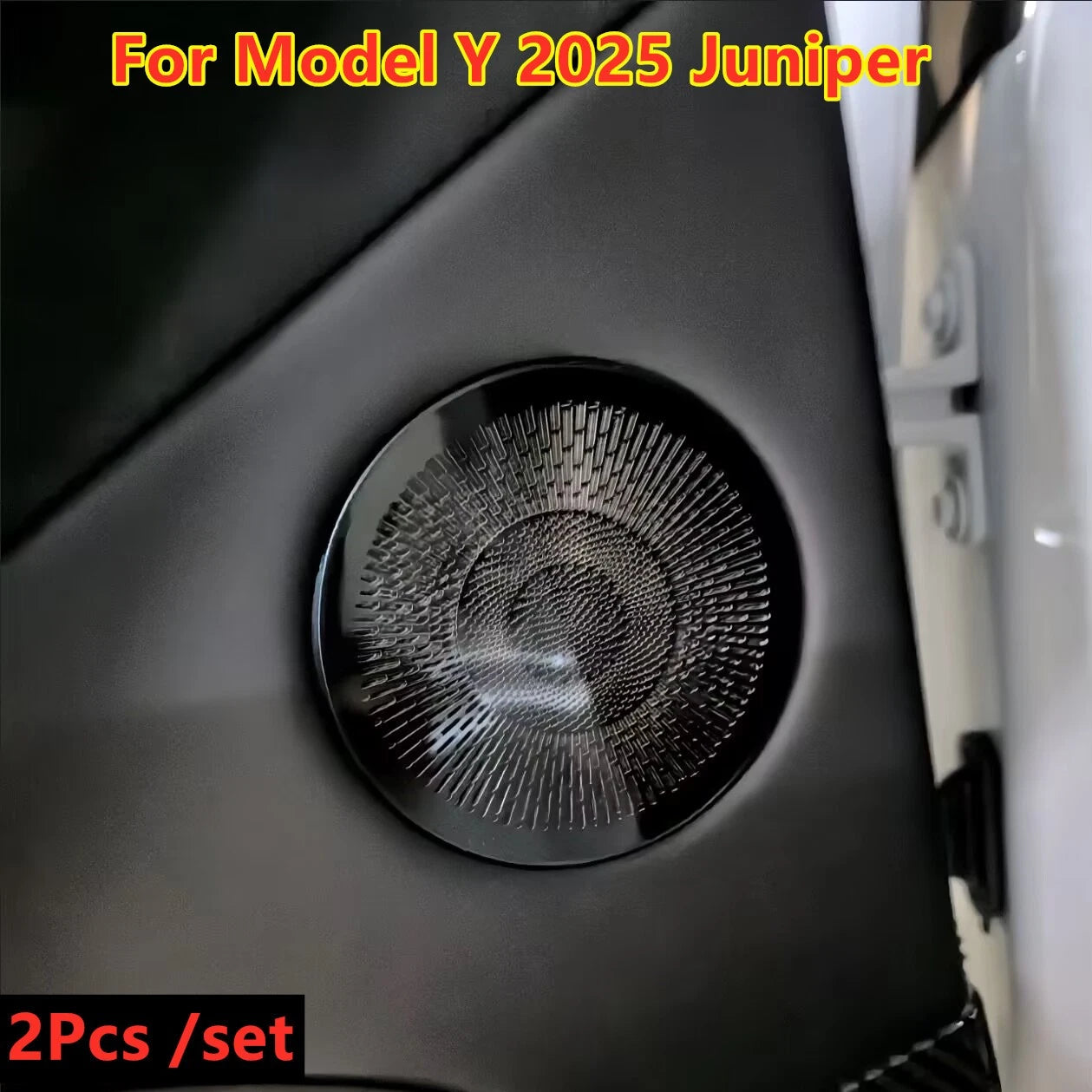 2X Black Titanium Rear Door Speaker Audio Cover Juniper for Tesla Model Y